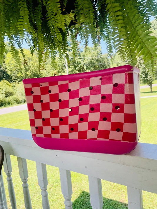 Pink checkered eva XL bag RTS