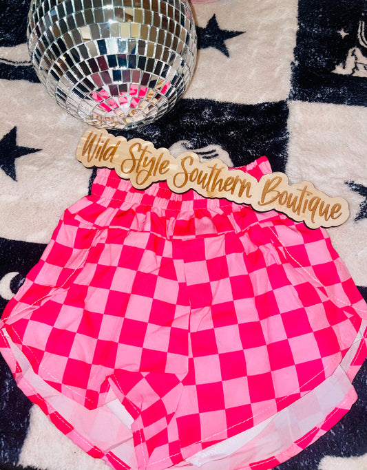 Pink checkered kids shorts *rts