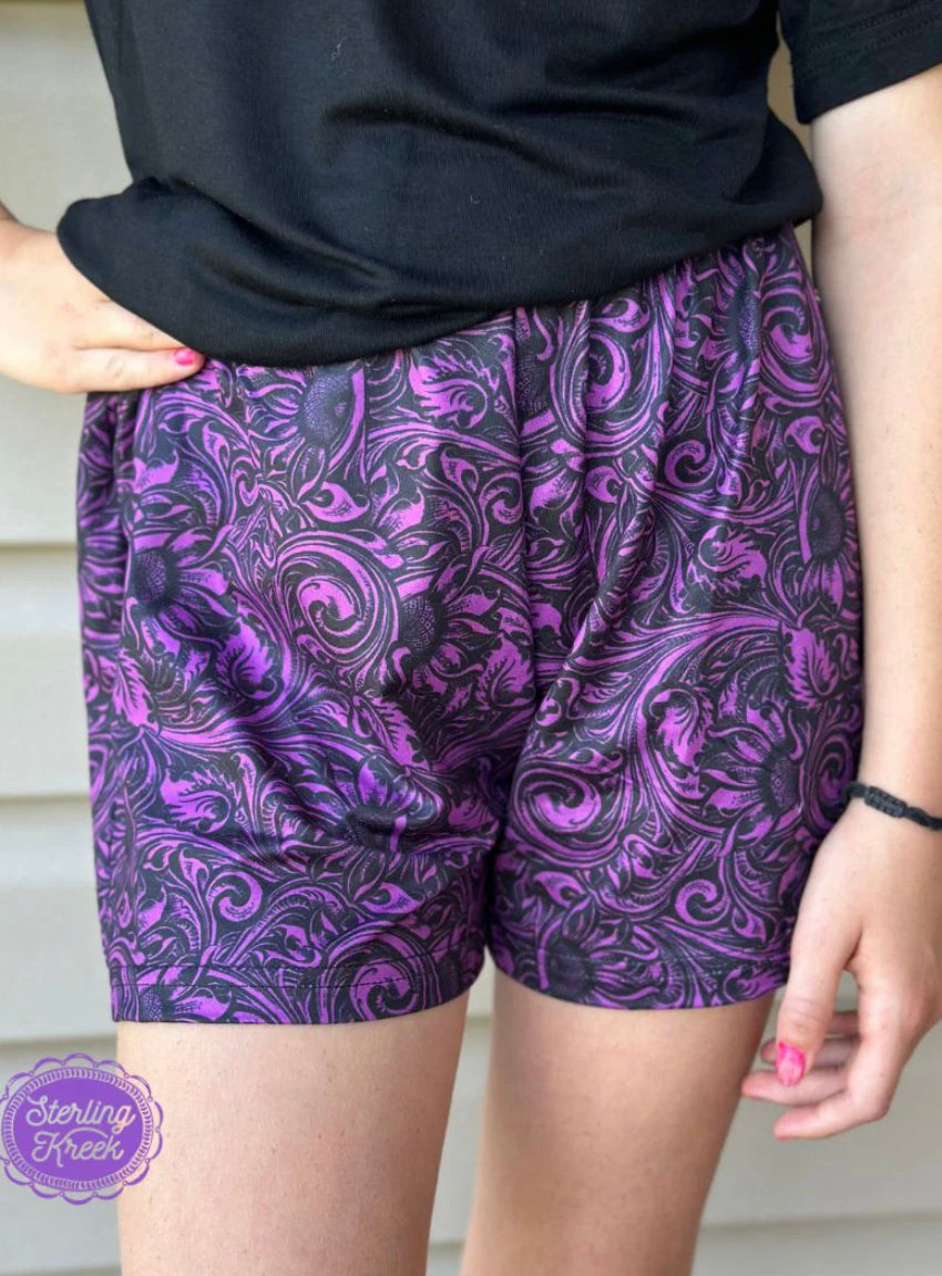 Kids purple tooled shorts *rts