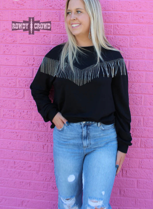 Fringe bling cowgirl sweater *ready to ship*